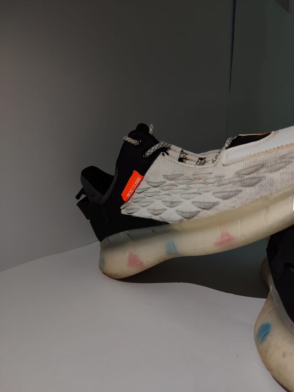 FlyCore “Dragon Skin” – White/Black with Transparent Sole | Futuristic Street Kicks (Thrifted)