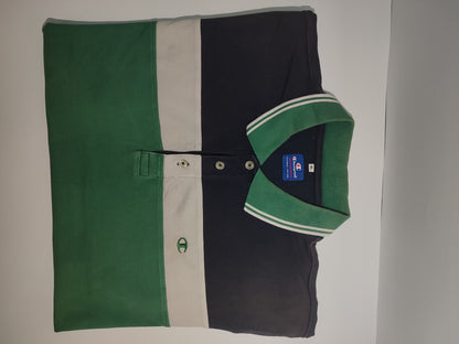 Original Champion Polo Shirt – Green, Black & White Color Block Style