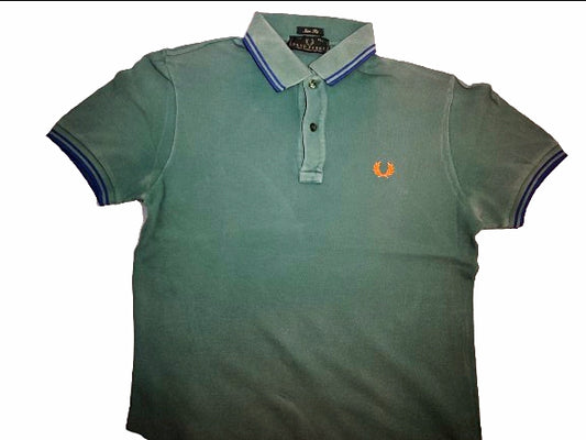 Original Fred Perry Polo Shirt – Stylish Green with Blue Trim
