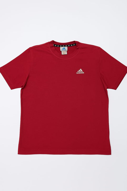 Adidas Classic Logo Tee – Bold Red with Embroidered Branding