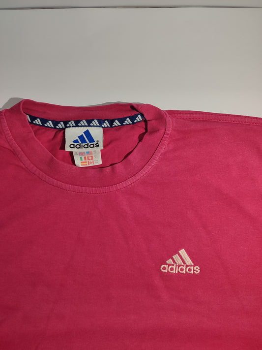 Adidas Classic Logo Tee – Bold Red with Embroidered Branding