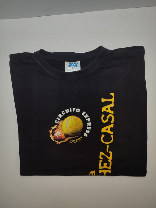 Academia Sanchez-Casal Tennis Graphic Tee – Black with Bold Yellow Print