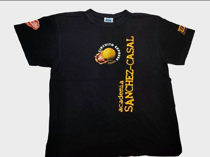 Academia Sanchez-Casal Tennis Graphic Tee – Black with Bold Yellow Print