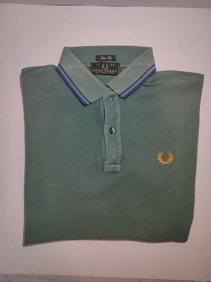 Original Fred Perry Polo Shirt – Stylish Green with Blue Trim